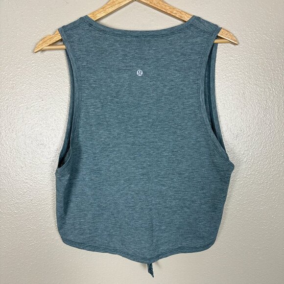 Lululemon Knot Gonna Fly Tank Top Athletic Heathered Deep Cove Women's Size 6 - Picture 4 of 4